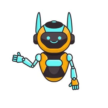 Robot presenting or welcoming gesture vector illustration. Cute robot carto.. Stock Illustration