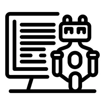 Robot presenting website code developing software Stock Illustration