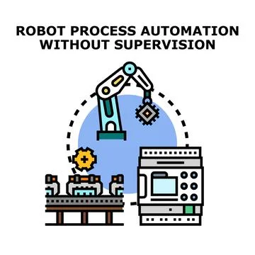 Robot process automation working autonomously delivering efficiency Stock Illustration