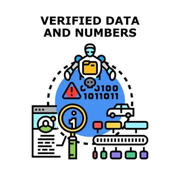 Robot processing verified data and numbers for analysis Stock Illustration