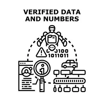 Robot processing verified data and numbers for analysis Stock Illustration