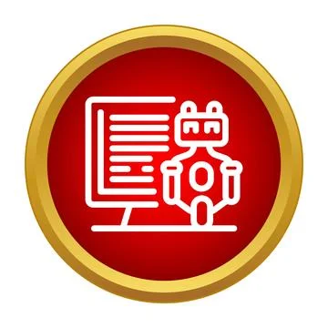 Robot programming artificial intelligence icon on red background イラスト素材