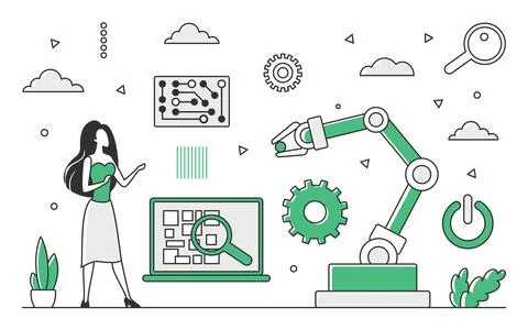 Robot programming control 스톡 일러스트