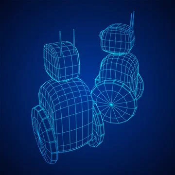 Robot Promoter LCD Screen on two wheels. Ad promo bot Stock Illustration