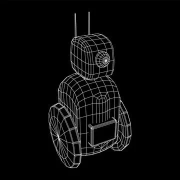 Robot Promoter LCD Screen on two wheels. Ad promo bot Stock Illustration