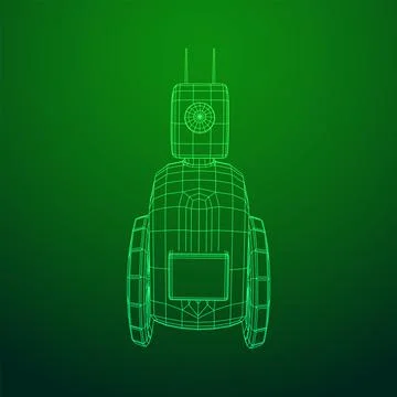 Robot Promoter LCD Screen on two wheels. Ad promo bot Stock Illustration