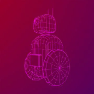 Robot Promoter LCD Screen on two wheels. Ad promo bot Stock Illustration