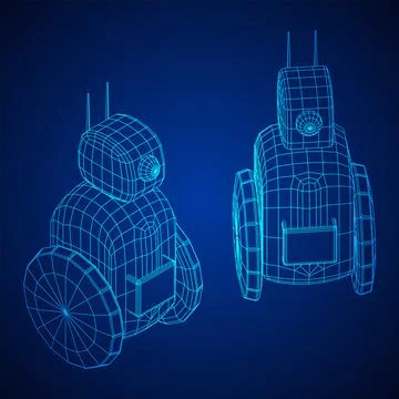 Robot Promoter LCD Screen on two wheels. Ad promo bot Stock Illustration