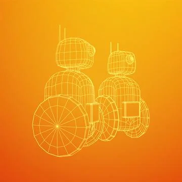 Robot Promoter LCD Screen on two wheels. Ad promo bot Stock Illustration