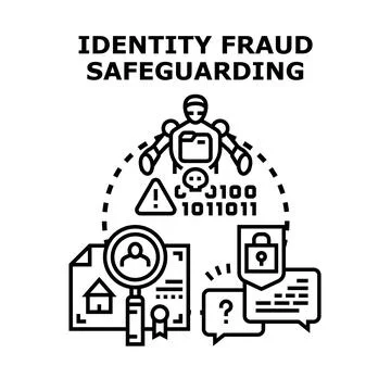Robot protecting digital identity from fraud and cyber risk Stock Illustration