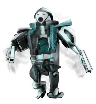 This robot is protector of justice, he take care about law Stock Illustration