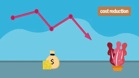 Robot pulling an downing arrow chart Stock Footage 145129951