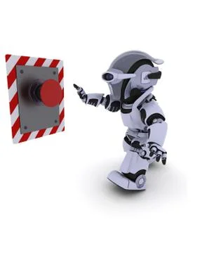 Robot pushing a button Stock Illustration