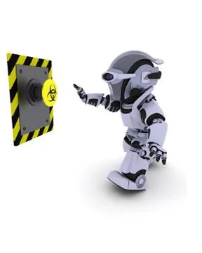 Robot pushing a button Stock Illustration