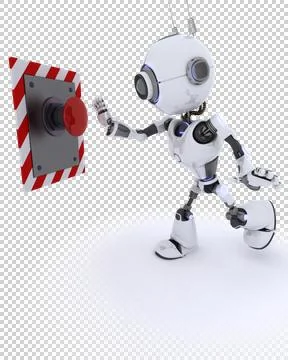 Robot pushing a button Stock Illustration