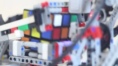 Robot quickly collect the Rubiks Cube Stock Footage 81787232
