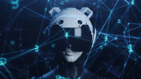 The robot raises its head and looks at the viewer. the concept of artificial  Stock-Footage 268002890
