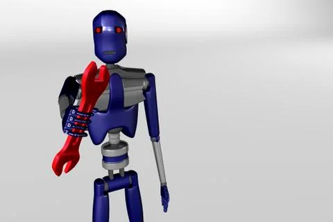 A robot reaches a wrench tool Stock Illustration