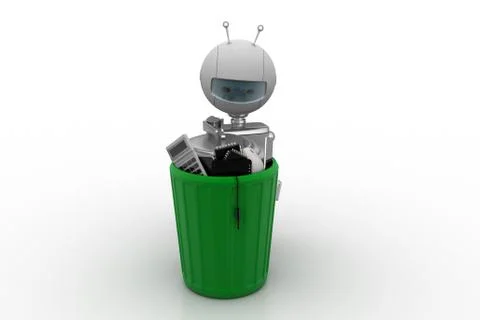 Robot recycling waste Free Stock Illustration