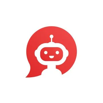 Robot in red speech bubble Stock Illustration