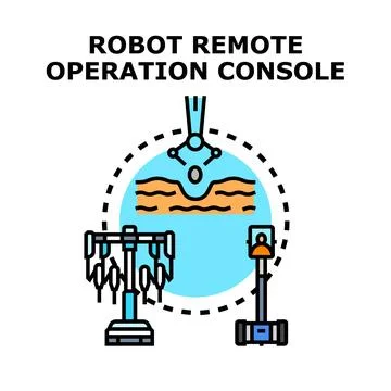 Robot remote operation console managing surgical procedure Stock Illustration
