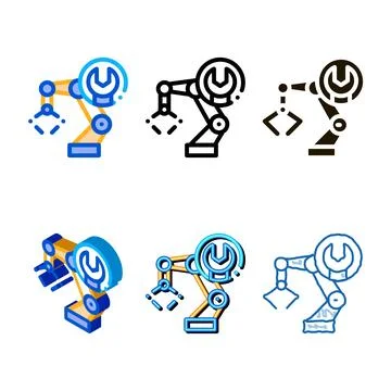 Robot repair mix icon vector outline Stock Illustration