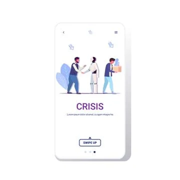 Robot replacing human in office man kicked out of work jobless person unemplo イラスト素材