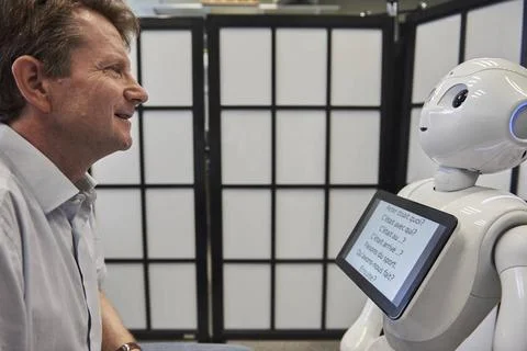  ROBOT RESEARCH Reportage in the U1208 Lab at Inserm, which studies cognit... Stock Photos