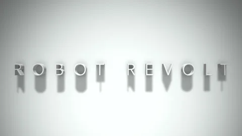 Robot revolt 3D title animation with shadows on a white background Stock Footage 298000515