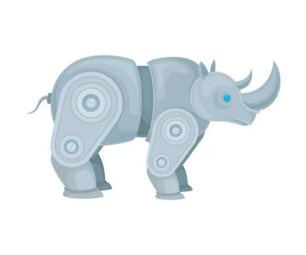 Robot rhino. Side view. Vector illustration on a white background. Stock Illustration