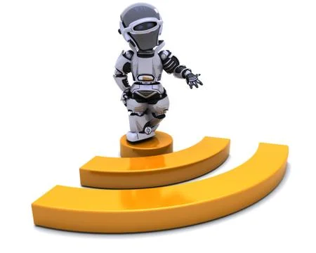 Robot with RSS symbol Stock Illustration