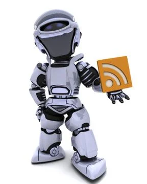 Robot with RSS symbol Stock Illustration