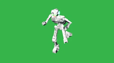 Robot Running Amuck:    Green Screen + Matte Stock Footage 46485186