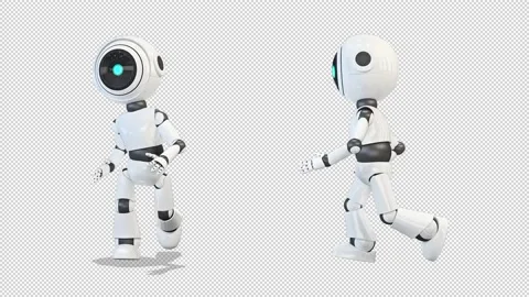 Robot running front and side view 库存影片 163347593