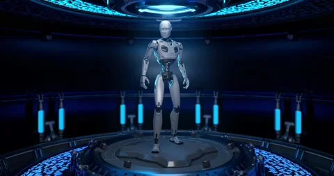 Robot in Sci-Fi interrior Stock Footage 235715609