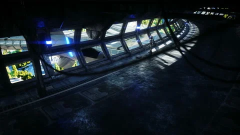Robot in Sci fi tonnel. Concept of future. Realistic 4K animation. Vídeos de archivo 111003187