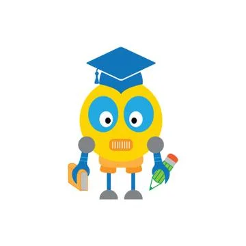 Robot scientist icon, robot student icon vector Stock Illustration
