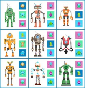 Robot with Screens and Wheels Vector Illustration Stockillustratie