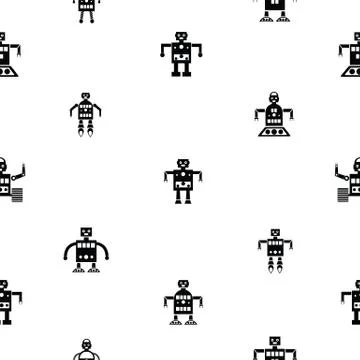 Robot seamless pattern background icon. Stock Illustration