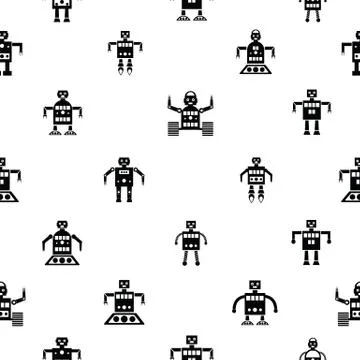 Robot seamless pattern background icon. Illustrazione stock