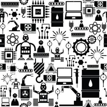 Robot seamless pattern background icon. 스톡 일러스트