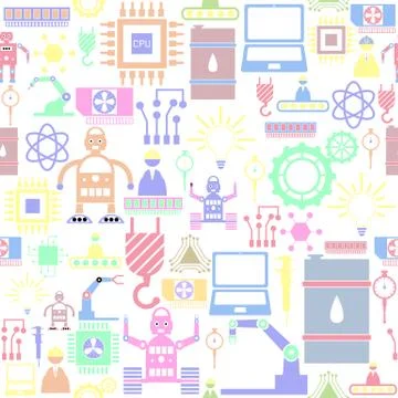 Robot seamless pattern background icon. Illustrazione stock