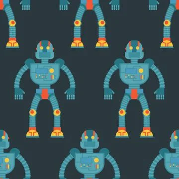 Robot seamless pattern. Background of technological machines with artificial  Stock Illustration