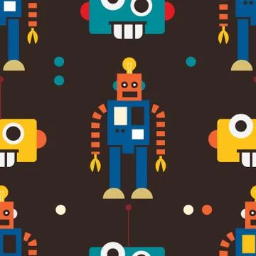Robot seamless pattern Illustrazione stock