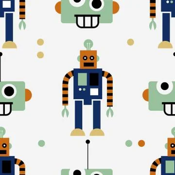 Robot seamless pattern Stock Illustration