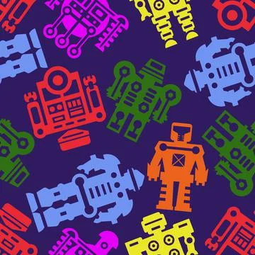 Robot Seamless Pattern Stock Illustration