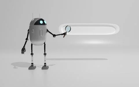 Robot searth in internet 3d render. Foto stock