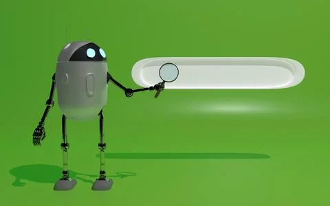 Robot searth in internet 3d render. Stock Photos