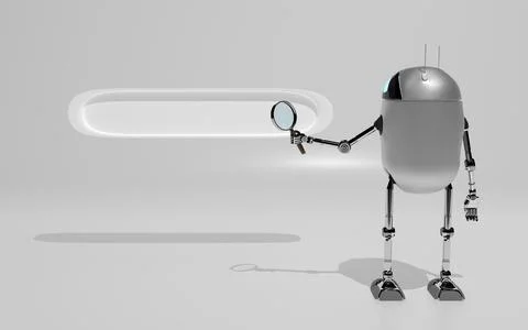 Robot searth in internet 3d render. Stock Photos