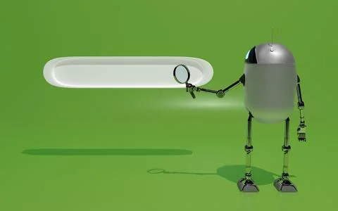 Robot searth in internet 3d render. Stock Photos